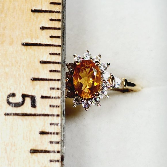 Jalisco Fire Opal & White Zircon ring in 14K YG vermeil over 925 SS 1.20 ct sz 7 - Picture 3 of 6